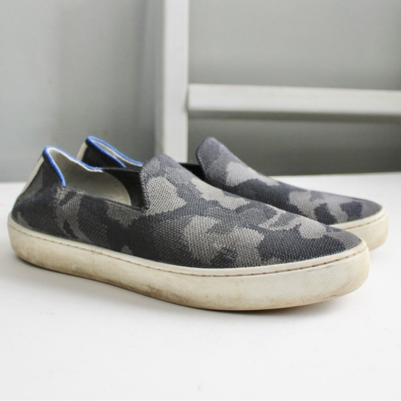 Rothy’s The Original Slip-On Gray Blue Camo Print Sneakers Women's Size 7.5 - Picture 3 of 7